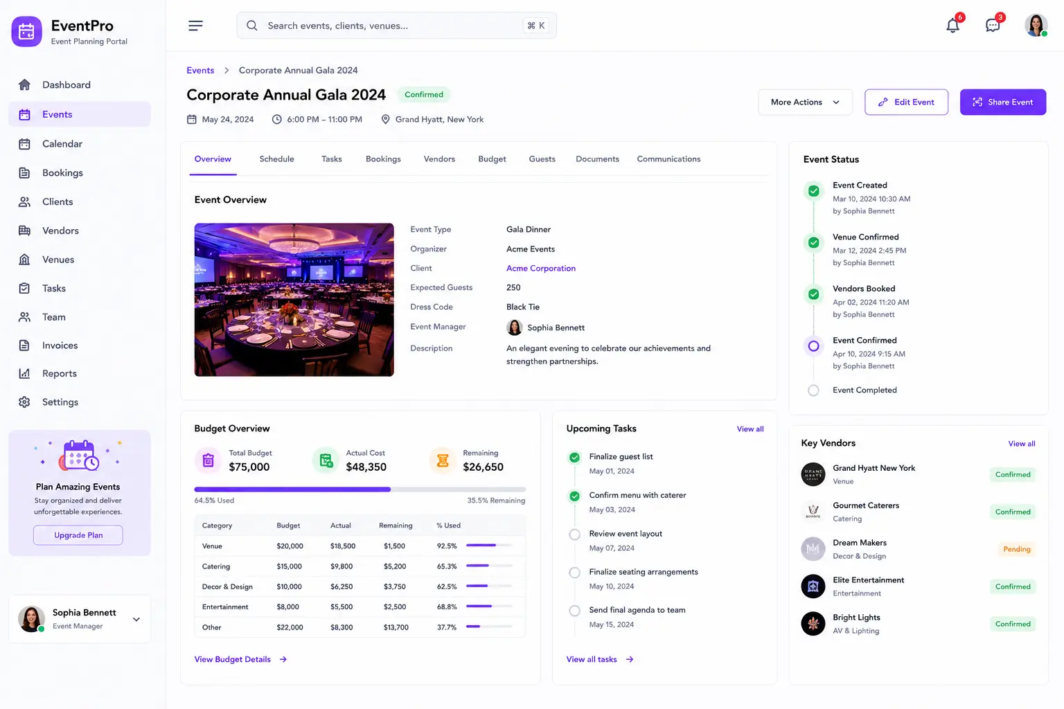 Event Planning Portal concept visual two
