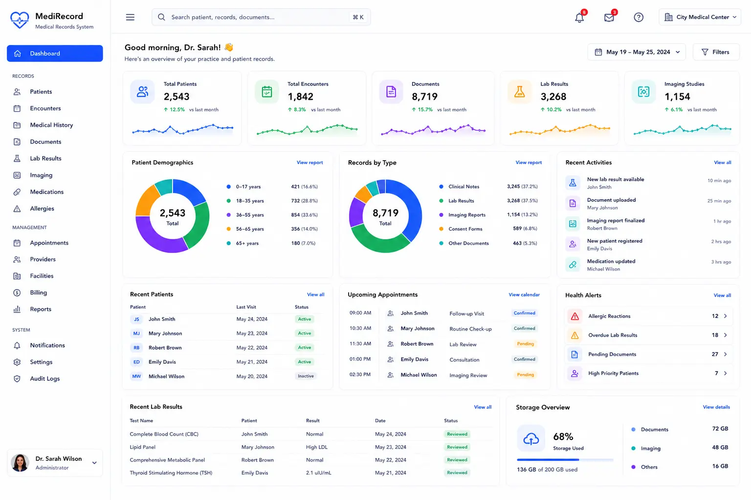 Medical Record Dashboard concept visual one