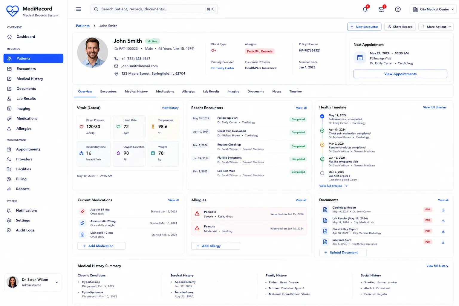 Medical Record Dashboard concept visual two